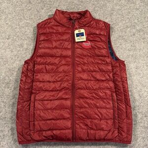 Saddlebred Packable Down Vest Mens Large Red Quilted Puffer Outdoor Travel Gorp